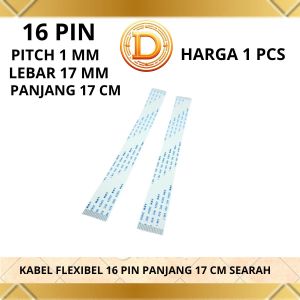 Kabel flexible 16 pin lebar 17 mm panjang 17 cm pitch 1 mm searah