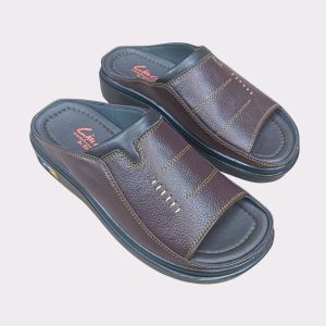 Dép da nam cao cấp quai ngang hậu dài VD03 Dép nam da bò thật sang trọng lịch sự đế cao 3.5 cm