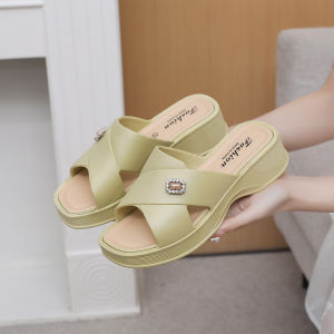 [Free Shipping] Plastic Inflatable Sole WomenS Breathable Wedge Heel Thick-Soled Slippers Casual Fashion Soft-Soled Sandals WomenS Slippers