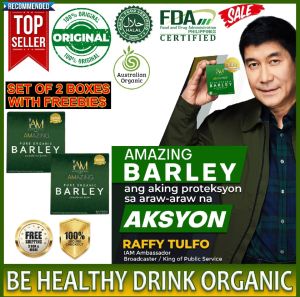 Set of 2 Boxes Original Pure Organic Barley from Australia Herbal Juice Food Supplement Powder Grass 10 Sachets Per Box total of 20 Sachets