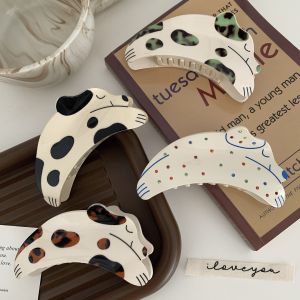 Muweordy 10cm Hình dạng con chó Kẹp tóc động vật cho cô gái Kẹp tóc Acetate kích thước lớn với phụ nữ pha lê Bắt tóc phổ biến2026