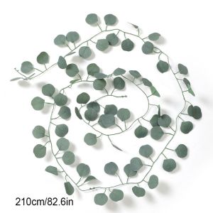 210cm Eucalyptus buatan Hanging Plants daun hijau daun Vine parti perkahwinan meja hiasan bilik dinding hiasan rumah