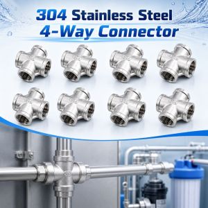 XIJIBAN 1/2"/1"/3/4"/2"/1-1/2"/1-1/4"/3/8"1/4" 4-Way Connector Internal Thread 304 Stainless Steel Water Pipe Joint High Quality Durable Cross Joint Pipeline Accessories