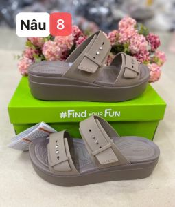 CrocsFanClub - [mẫu mới] Dép lê brooklyn 2 kiểu cài khuy linh hoạt đế cao 5cm cho nữ - PB138