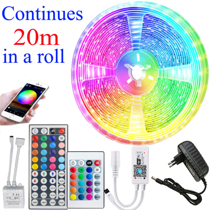 Angelila Max 20 Meters in a Roll LED Light Strip 5050 RGB Color Changing Flexible 65ft in a Roll Led String WiFi Controller with Remote for Party Bedroom Decoration Lights Lazada PH