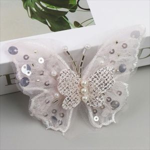 INEXTIN Hai lớp Miếng đính hình bướm bằng tuyến Khâu tay Phủ vàng Trang trí quần áo tự làm Đặt Huy Hiệu Lấp lánh dạng lưới Trang trí hoa ba chiều Trang phục thể thao