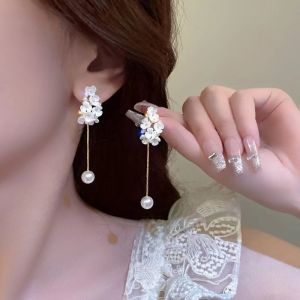 1 Pair Tassel Silver Ruyi Knot Tassel Ear Line for Girl Short Niche Design Simple Stud Earrings Gift