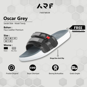 ARF OSCAR GREY Sendal Slop Pria Wanita Dewasa Model Terbaru Ori Sandal Selop Slip On Slop Pria Wanita Distro Keren Casual Slide Kasual Laki Laki Cowok Cewek