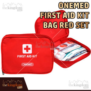 Onemed First Aid Kit Bag Red Set Tas Obat P3K Pouch Travel Merah Peralatan Medis Kasa Perban Luka Mobil Portable Traveling