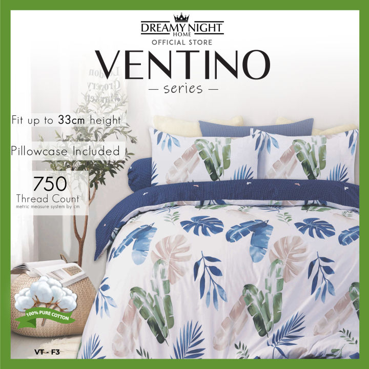 【100 Pure Cotton Bedsheet Set 750TC】 Dreamynight Home Ventino