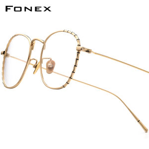 FONEX Pure Titanium Glasses Frame Women New in Brand Design Retro Vintage Square Eyeglasses Men Ultralight Korean Japanese Custom Myopia Optical Prescription Eyewear 981