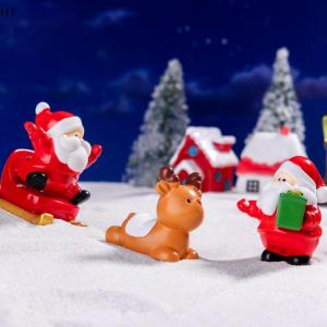 HT Cute Snowman Santa Claus Ornament Christmas Decoration Creative DIY Desktop Small Ornament Miniature Figurines Xmas Gifts