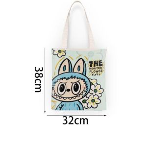 Túi Tote Vải Canvas Hình Labubu Siêu Dễ Thương – Túi Vải Đeo Vai Hot Trend In Sắc Nét Đựng Vừa A4