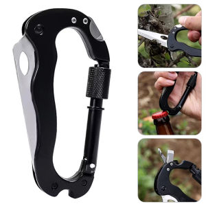 5-in-1 Mountaineering Buckle Multitool | Bottle Opener Screwdriver & Knife | Camping Portable | Gift for Him & Outdoor Lovers