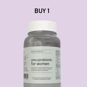 PURE FORM Pre + Probiotic for Women | 50 Billion CFU Vaginal Probiotic Strains + Prebiotic Fiber 90-day Supply