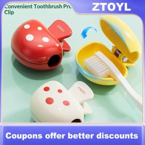 【ZTOYL】 Mushroom-Design Toothbrush Cover With Dust Cap Brush Protective Cover Portable Plastic Clip For Home Travel Use Compact