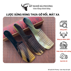 Lược sừng chuôi răng thưa (Size: L-20cm) | Mỹ nghệ Hà Phương lược sừng gỡ rối và massage da đầu
