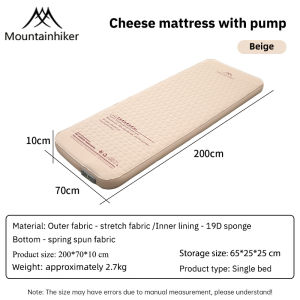 MOUNTAINHIKER 2026New 3D Silent Foam Inflatable Mattress Camping Bed with Built-in Air Pump and Cheese Mattress with Storage Bag