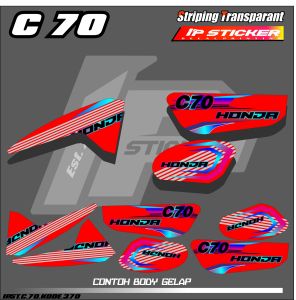 C70 COD) STIKER STRIPING MOTOR HONDA C70 - LIST GRAFIK SIMPLE WARNA VARIASI DESAIN RACING IP.PROJECT HOLOGRAM DAN TRANSPARAN BISA COD IP.KODE-370
