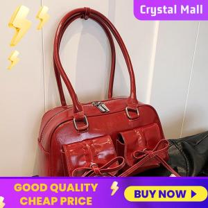 Chic Women Cross Body Bag with Bow PU Leather Casual Hobo Bag for Daily Commuting and Shopping