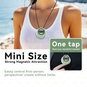 4K Dual-Lens Cute Mini Thumb Vlog Camera - Touch Screen Portable Pocket DV with Magnetic Neck Wearable Design WiFi Sync & Playful POV Video Recorder for Daily Vlogging Cycling Outdoor Sports