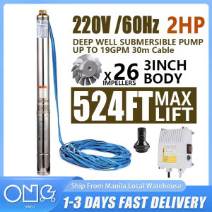 2HP Submersible Pump Household High Lift Stainless Steel 75mm Deep Well Suction Water Pump 524ft 19GPM