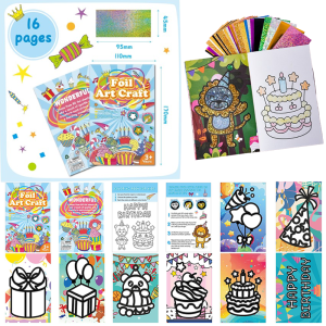 🔥HOT🔥Foil Art Sticker Activity Set Foil Art Kit for Kids Foil Fun Craft Kits Supplies No Mess Art for Kids Foil Sticker Making Kit DIY Creative Activity Birthday Christmas Gift