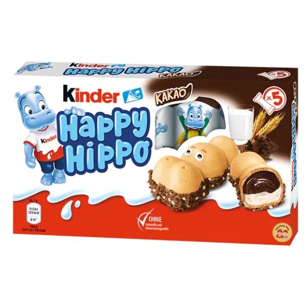 Kinder Happy Hippo คินเดอร์ฮิปโป เวเฟอร์สอดไส้ช็อกโกแลตและครีมนมรูปฮิป ...