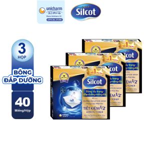 Combo 3 Hộp Bông tẩy trang Silcot đắp dưỡng miếng đôi (40 miếng/hộp)
