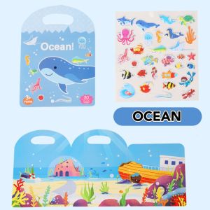 Reusable Children Jelly Sticker Book Kids Fun Learning Educational Quiet Book Early Learning Book