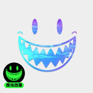 4pcs Car Expression Smiley Face Headlight Luminous Car Stickers Creative Colorful Luminous Electric Battery Car Stickers Universal Motorcycle Exterior Modification Decorative Stickers