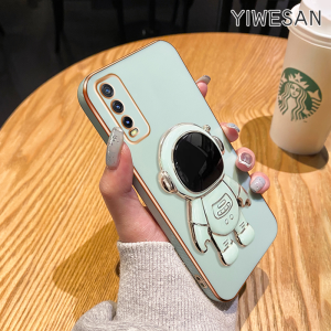 YIWESAN Casing Ponsel untuk vivo Y20 Y20s Y20i Y20S G Y12A Y12s Y20T Y20S M Y20S D Y11s Y30G Case HP lipat lapisan desain Casing baru berdiri Kesing pola astronot brave kartun Softcase
