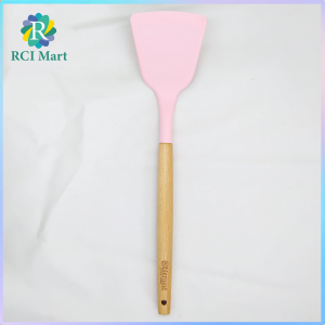 Sutil Spatula Stainless Steel Besi Silicone Anti Panas Leleh Sodet Gagang Kayu SIlikon - RCI Mart