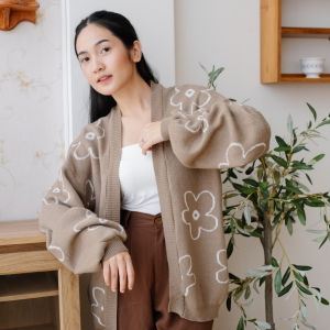 Vintage x Pukka Poised Cardigan (Cardigan Rajut Wanita Korea Oversized Motif Bunga)