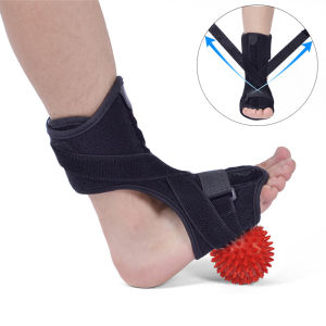 Plantar Fasciitis Night Splint Foot Drop Orthotic Brace Adjustable Elastic Night Splint for Plantar Fasciitis Heel Ankle Arch Foot Pain Achilles Tendonitis with Hard Spiky Massage Ball