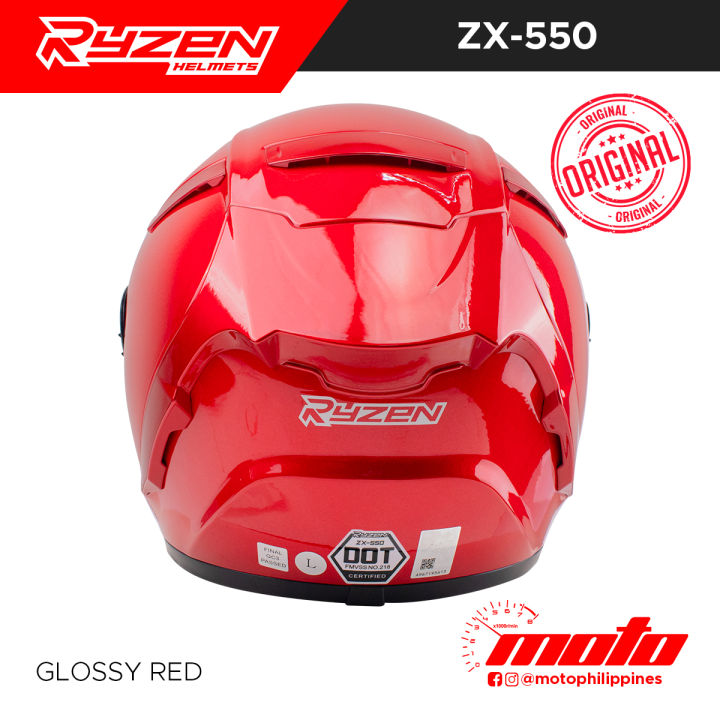 lazada ボムギュ RYZEN ZX-550 Mono Single Visor Helmet Gloss Black Pearl White