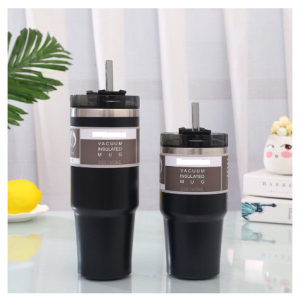 🌹READY STOCK🌹 Thermos Cup 890ml With Straw Stainless Steel Thermal Vacuum Insulated Water Mug Botol Termos Viral 带吸管保温杯