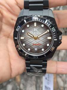 Đồng hồ nam size 42mm G-kinze 7035M mặt số hoa văn sang trọng full black kính sapphire fullbox hãng