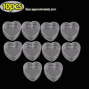 10pcs Mini Transparent Plastic Storage Box Portable Jewelry Packaging Box Acrylic Heart Pill Boxes Moisture-proof Bead Gems Organizer DIY Jewelry Storage Organizer