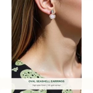 SINLISH Retro French Seashell Earrings Elegant Vintage Style Fashion Jewelry for Women