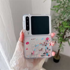Cute Floating Dogs Sliders Quicksand Case for Huawei PURA X Folding Cover Shell Anime Puppy Dog Glitter Sand Liquid Hard Funda
