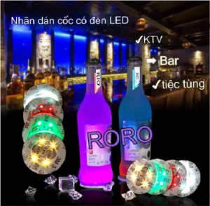 Bộ 5 đế Lót Ly đèn led phát sáng đẹp mắt Party Night Club (size 5cm) (LED Light)