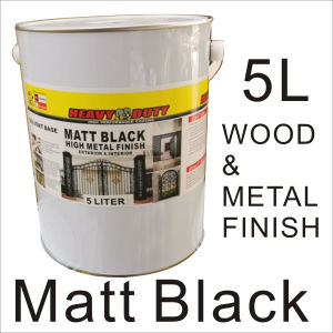 5L ( BLACK MATT ) HEAVY DUTY Paint Black Matte ) 5 Liter For Metal & Wood / CAT MIYAK MATT / WOOD & METAL