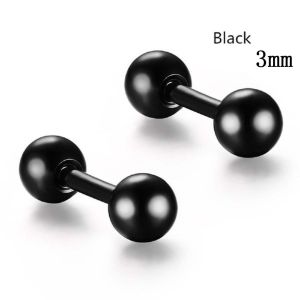 SKJK Fashion Women Gold Black Barbell Stud Earrings Stainless Steel Ball Fashion Jewelry Earrings