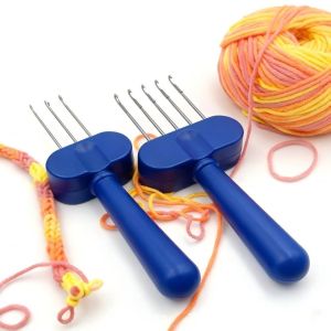 LUXURYLYN Plastic Yarn Crochet Hook Knitting Tool Ergonomic Grip 3/4 Latch Hook Crochet Hooks Manual Portable Rope Braiding Tools DIY Tassel Making
