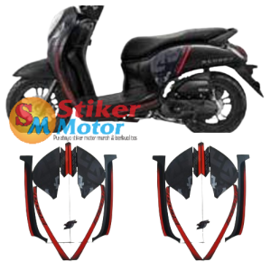 STIKER STRIPING LIS POLET BODY MOTOR HONDA SCOOPY SPORTY 2021 HITAM STANDAR