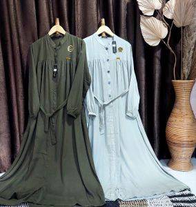 Gamis Maxi Rayon Twill Polos Warna Pastel Terlaris Hidayah Fashion Ukuran 110-115