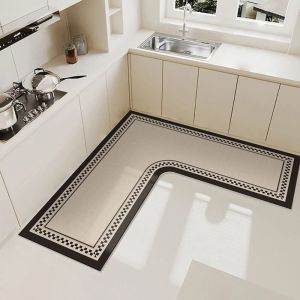 LUZMAR Luxury Kitchen Carpet Stain-resistant Oil-resistant L-Shaped Rug Water Absorbent Kitchen Corner Mat Kitchen Decor