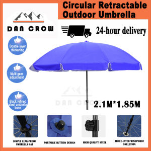 【12 months Warranty】2.1M*2M Parasol Garden Patio Umbrella Sun Shade Umbrella Beach Round retractable outdoor umbrella (Spot)