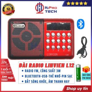 Đài Radio Fm Cho Người Già Linvien L12 Máy Nghe Nhạc Mini Bluetooth Mp3-Usb-Thẻ Nhớ Quà 1 Pin Sạc 18650-H2Pro Tech